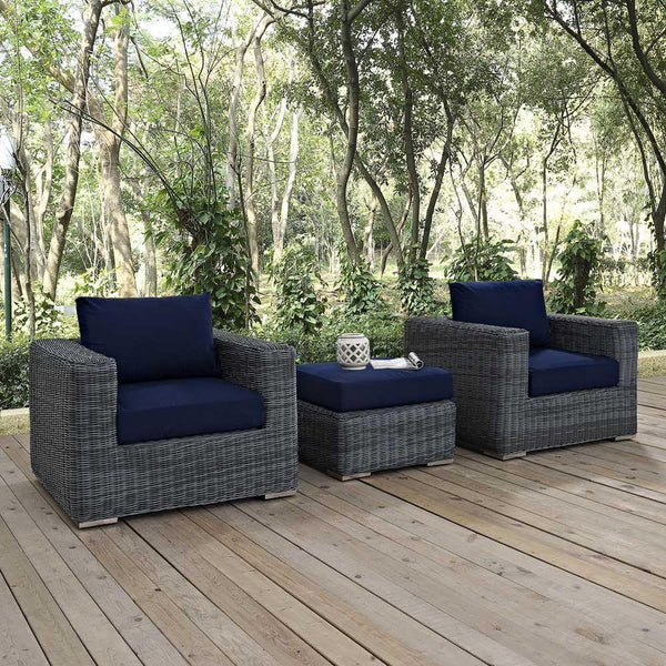 Modway Summon 3 Piece Outdoor Patio Sunbrella Sectional Set - EEI-1905 | Outdoor Sofas, Loveseats & Sectionals | Modishstore