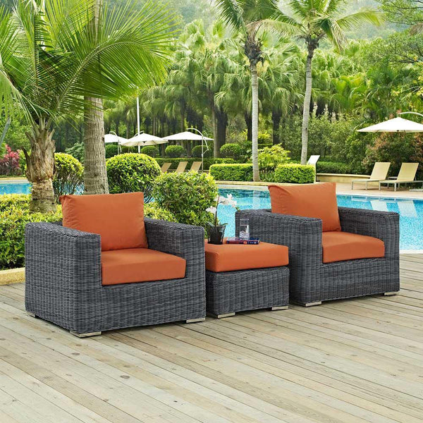 Modway Summon 3 Piece Outdoor Patio Sunbrella Sectional Set - EEI-1905 | Outdoor Sofas, Loveseats & Sectionals | Modishstore-11