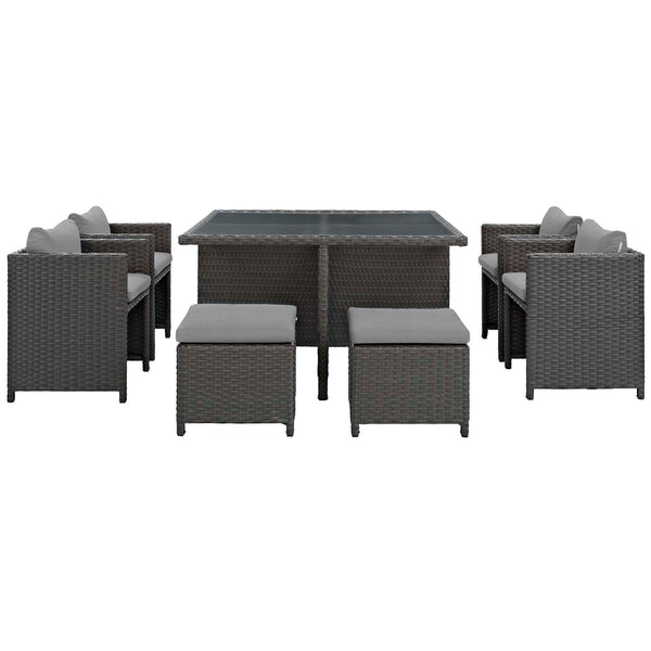 Modway Sojourn 9 Piece Outdoor Patio Glass Top Dining Set | Outdoor Dining Set | Modishstore-15