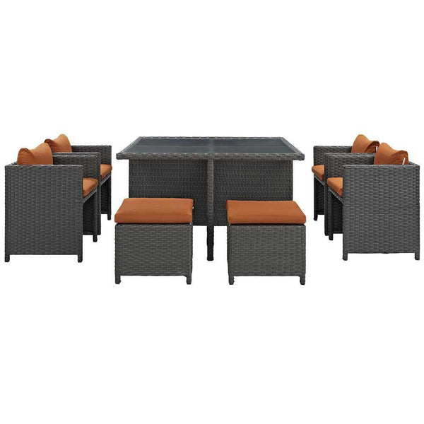 Modway Sojourn 9 Piece Outdoor Patio Glass Top Dining Set | Outdoor Dining Set | Modishstore-11