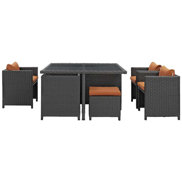 Modway Sojourn 9 Piece Outdoor Patio Glass Top Dining Set | Outdoor Dining Set | Modishstore-12