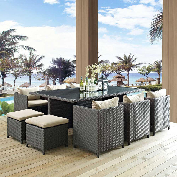 Modway Sojourn 11 Piece Outdoor Patio Dining Set | Outdoor Dining Sets | Modishstore