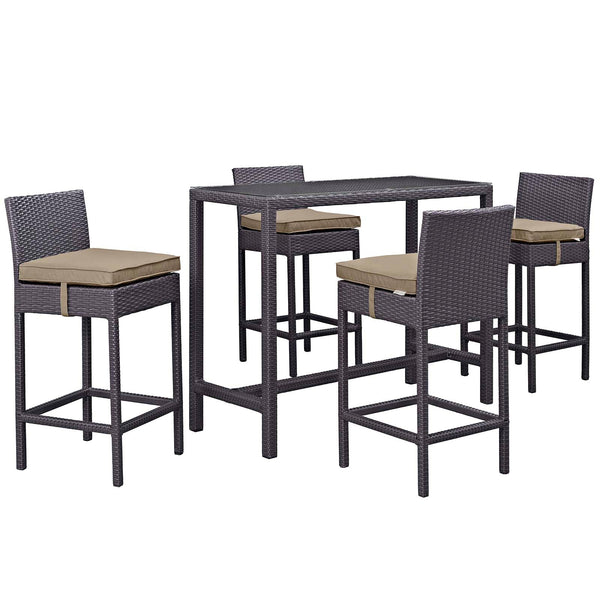 Modway Convene 5 Piece Outdoor Patio Pub Set - Large Bar Table | Outdoor Dining Set | Modishstore-17