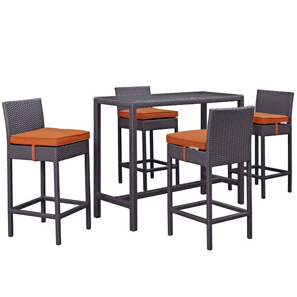 Modway Convene 5 Piece Outdoor Patio Pub Set - Large Bar Table | Outdoor Dining Set | Modishstore-16