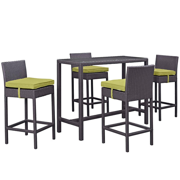 Modway Convene 5 Piece Outdoor Patio Pub Set - Large Bar Table | Outdoor Dining Set | Modishstore-15