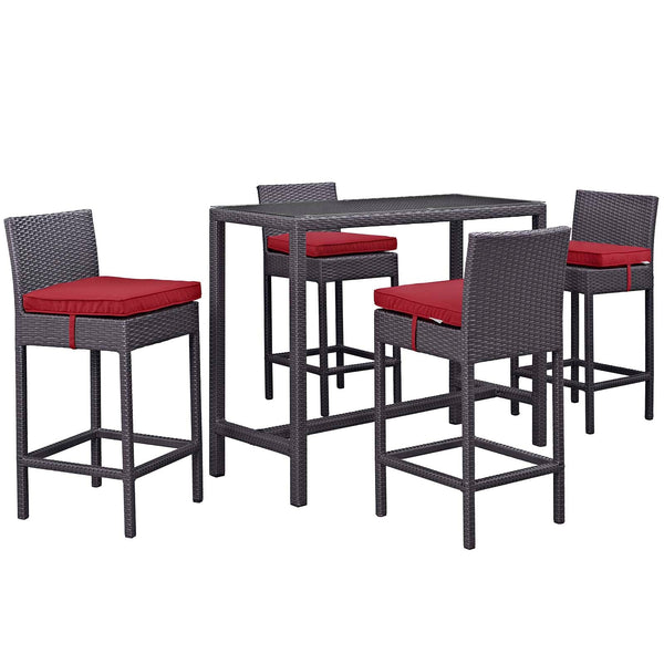 Modway Convene 5 Piece Outdoor Patio Pub Set - Large Bar Table | Outdoor Dining Set | Modishstore-14