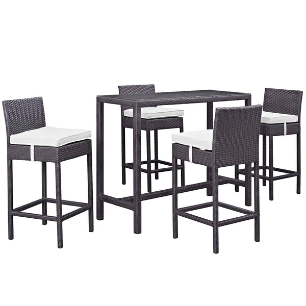 Modway Convene 5 Piece Outdoor Patio Pub Set - Large Bar Table | Outdoor Dining Set | Modishstore-12