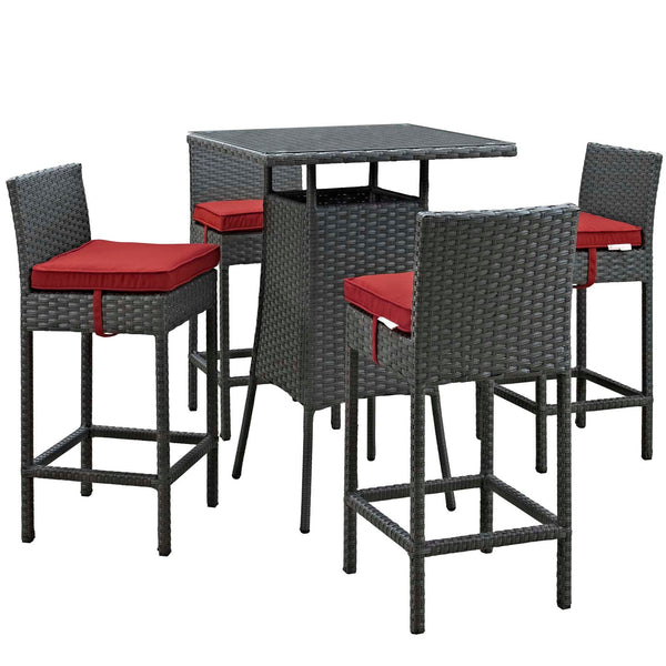 Modway Sojourn 5 Piece Outdoor Patio Sunbrella Pub Set - EEI-1967 | Outdoor Dining Set | Modishstore-7