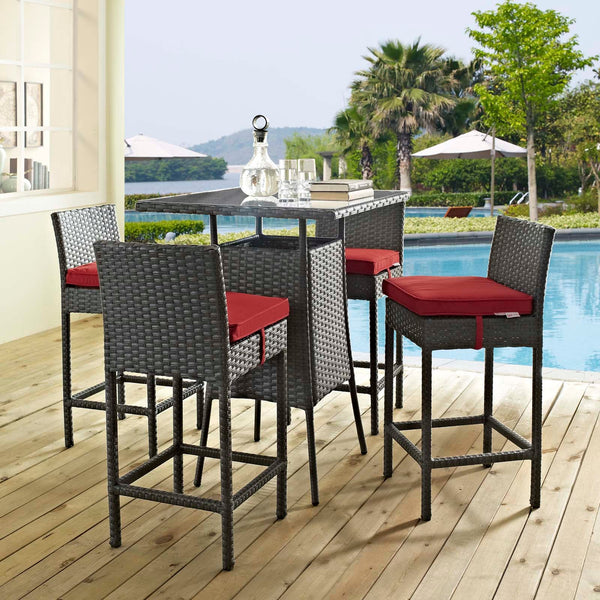 Modway Sojourn 5 Piece Outdoor Patio Sunbrella Pub Set - EEI-1967 | Outdoor Dining Set | Modishstore-6