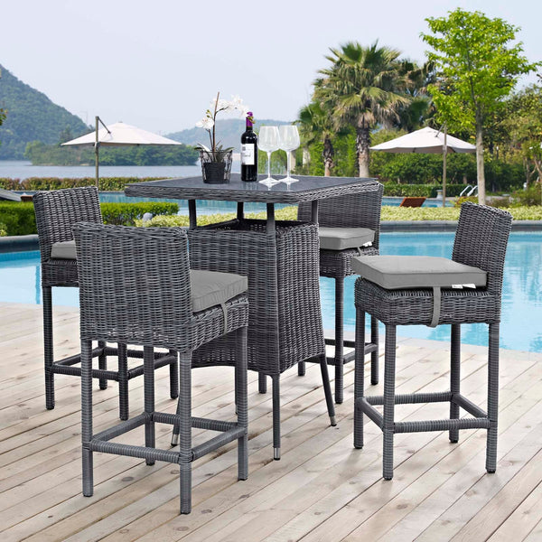 Modway Summon 5 Piece Outdoor Patio Sunbrella Pub Set - EEI-1971 | Outdoor Dining Set | Modishstore-7