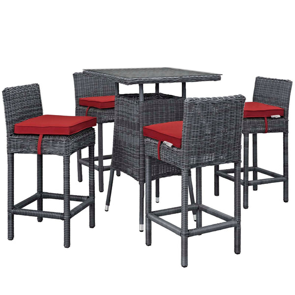 Modway Summon 5 Piece Outdoor Patio Sunbrella Pub Set - EEI-1971 | Outdoor Dining Set | Modishstore-10