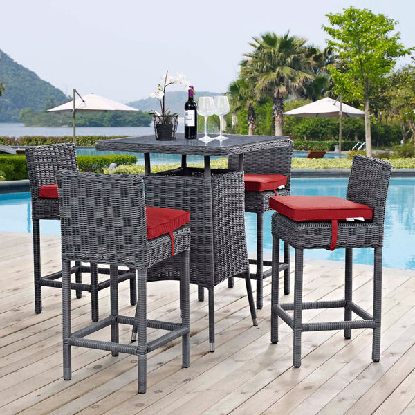 Modway Summon 5 Piece Outdoor Patio Sunbrella Pub Set - EEI-1971 | Outdoor Dining Set | Modishstore-9