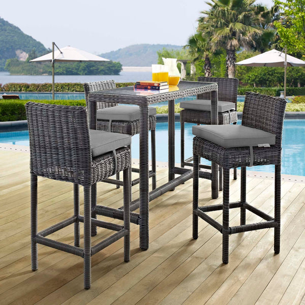 Modway Summon 5 Piece Outdoor Patio Sunbrella Pub Set - EEI-1972 | Outdoor Dining Set | Modishstore-7