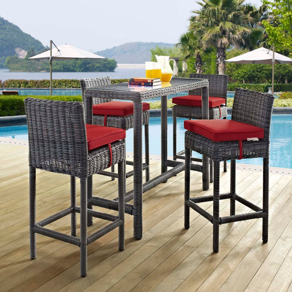 Modway Summon 5 Piece Outdoor Patio Sunbrella Pub Set - EEI-1972 | Outdoor Dining Set | Modishstore-9