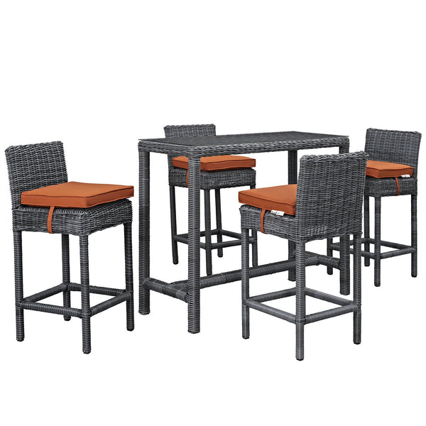 Modway Summon 5 Piece Outdoor Patio Sunbrella Pub Set - EEI-1972 | Outdoor Dining Set | Modishstore-11