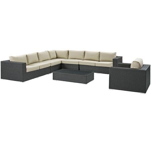 Modway Sojourn 7 Piece Outdoor Patio Sunbrella Sectional Set - EEI-2013 | Outdoor Sofas, Loveseats & Sectionals | Modishstore-6