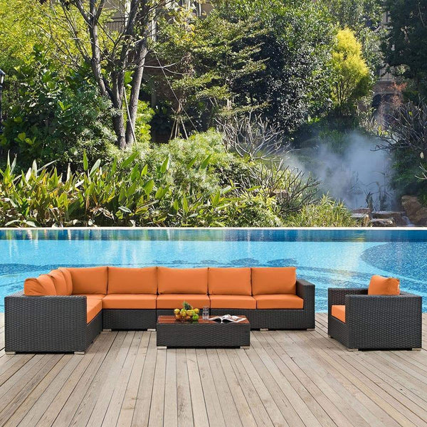 Modway Sojourn 7 Piece Outdoor Patio Sunbrella Sectional Set - EEI-2013 | Outdoor Sofas, Loveseats & Sectionals | Modishstore-21