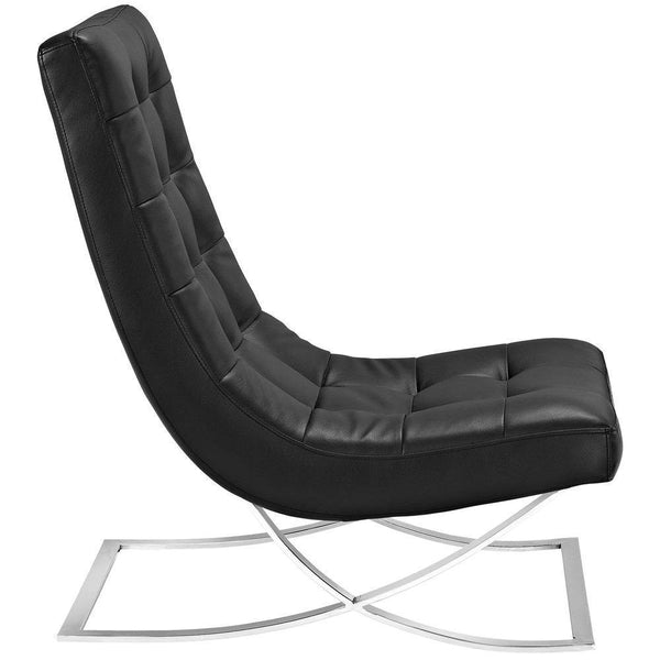 Modway Slope Upholstered Vinyl Lounge Chair - Black | Lounge Chairs | Modishstore-3