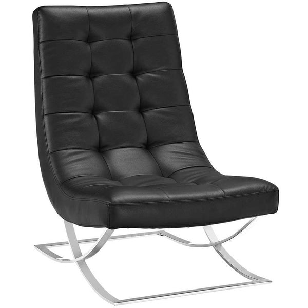 Modway Slope Upholstered Vinyl Lounge Chair - Black | Lounge Chairs | Modishstore-2