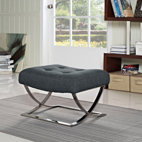 Modway Slope Upholstered Fabric Ottoman - Gray | Ottomans | Modishstore