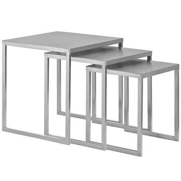 Modway Rail Stainless Steel Nesting Table - Silver | Nesting Tables | Modishstore-2