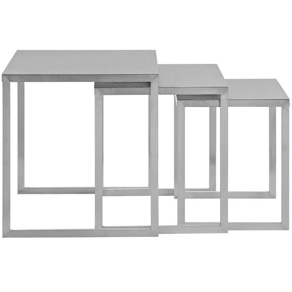 Modway Rail Stainless Steel Nesting Table - Silver | Nesting Tables | Modishstore-3