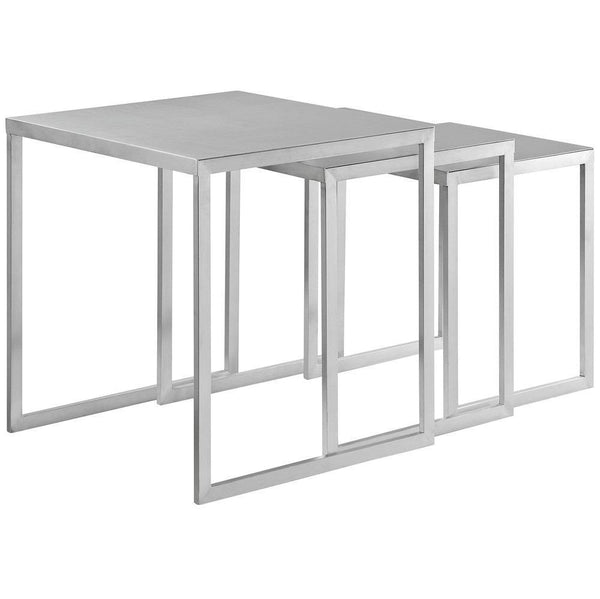 Modway Rail Stainless Steel Nesting Table - Silver | Nesting Tables | Modishstore-4