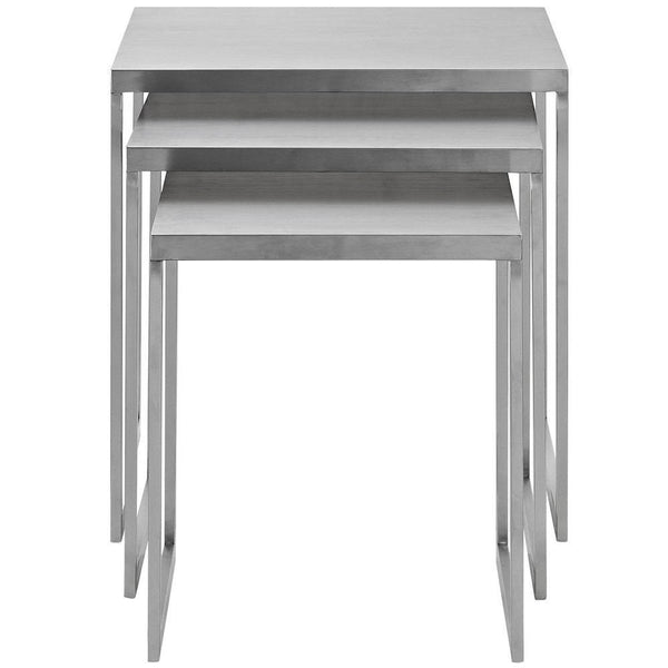 Modway Rail Stainless Steel Nesting Table - Silver | Nesting Tables | Modishstore-5