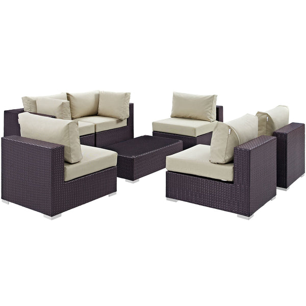 Modway Convene 7 Piece Outdoor Patio Sectional Set - EEI-2164 | Outdoor Sofas, Loveseats & Sectionals | Modishstore-40