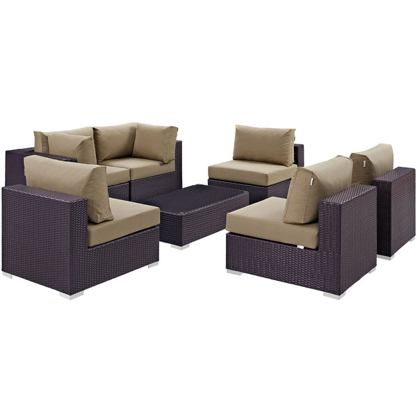 Modway Convene 7 Piece Outdoor Patio Sectional Set - EEI-2164 | Outdoor Sofas, Loveseats & Sectionals | Modishstore-39