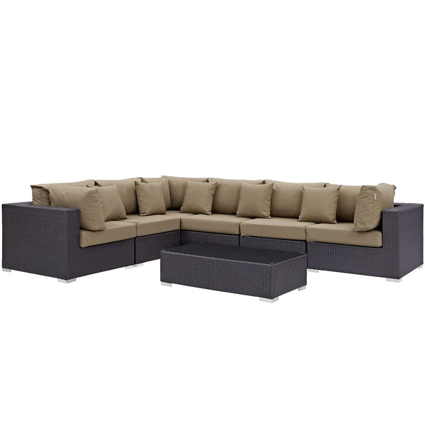 Modway Convene 7 Piece Outdoor Patio Sectional Set - EEI-2168 | Outdoor Sofas, Loveseats & Sectionals | Modishstore-25