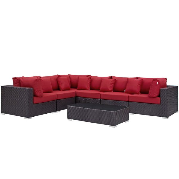 Modway Convene 7 Piece Outdoor Patio Sectional Set - EEI-2168 | Outdoor Sofas, Loveseats & Sectionals | Modishstore-22