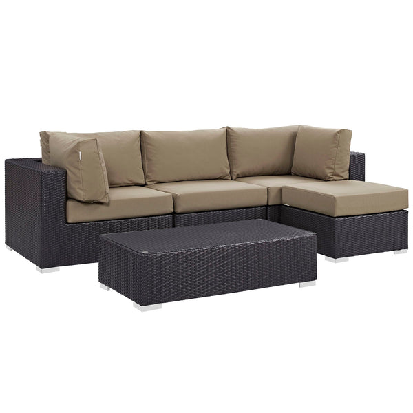 Modway Convene 5 Piece Outdoor Patio Sectional Set - EEI-2172 | Outdoor Sofas, Loveseats & Sectionals | Modishstore-38