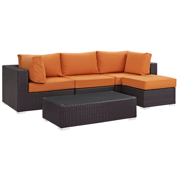 Modway Convene 5 Piece Outdoor Patio Sectional Set - EEI-2172 | Outdoor Sofas, Loveseats & Sectionals | Modishstore-37