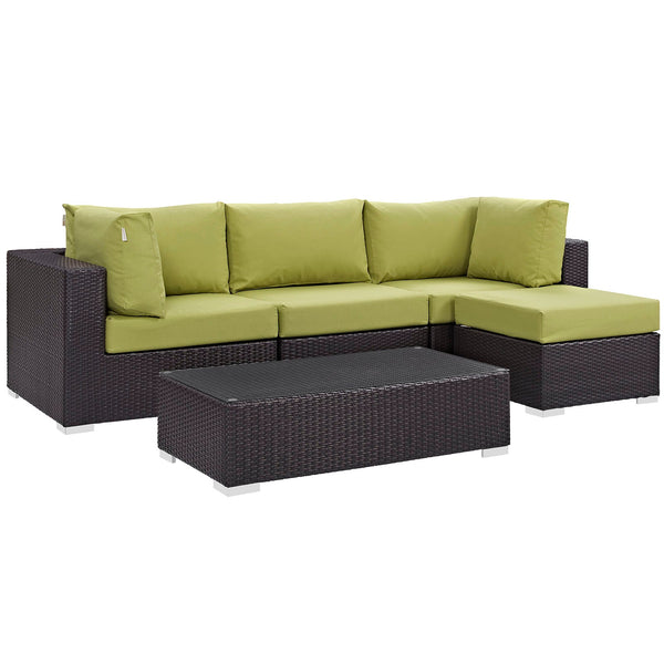 Modway Convene 5 Piece Outdoor Patio Sectional Set - EEI-2172 | Outdoor Sofas, Loveseats & Sectionals | Modishstore-36