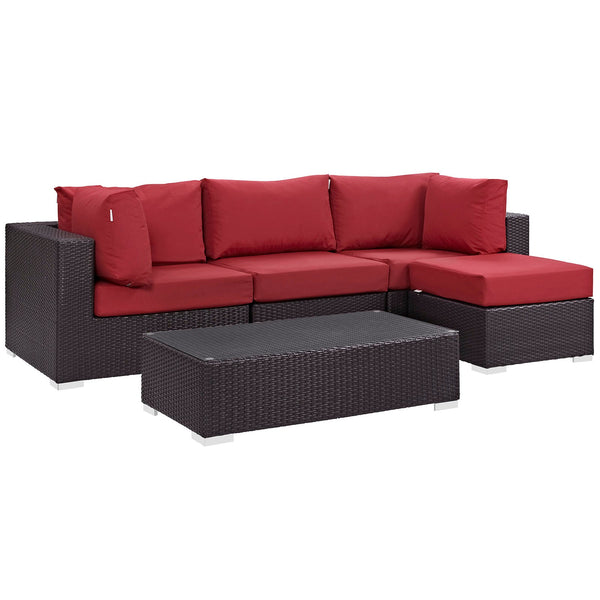 Modway Convene 5 Piece Outdoor Patio Sectional Set - EEI-2172 | Outdoor Sofas, Loveseats & Sectionals | Modishstore-35