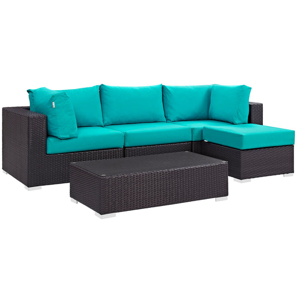 Modway Convene 5 Piece Outdoor Patio Sectional Set - EEI-2172 | Outdoor Sofas, Loveseats & Sectionals | Modishstore-34