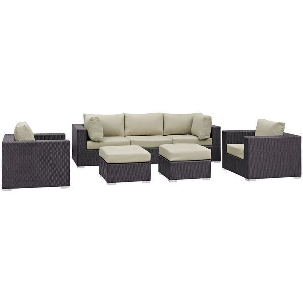 Modway Convene 7 Piece Outdoor Patio Sectional Set - EEI-2200 | Outdoor Sofas, Loveseats & Sectionals | Modishstore-28