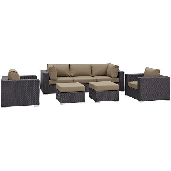 Modway Convene 7 Piece Outdoor Patio Sectional Set - EEI-2200 | Outdoor Sofas, Loveseats & Sectionals | Modishstore-27