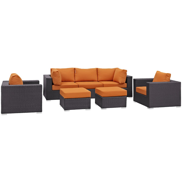 Modway Convene 7 Piece Outdoor Patio Sectional Set - EEI-2200 | Outdoor Sofas, Loveseats & Sectionals | Modishstore-26