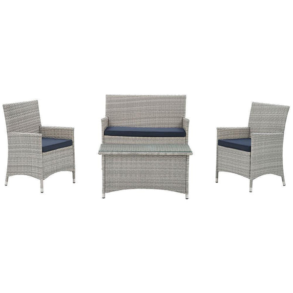 Modway Bridge 4 Piece Outdoor Patio Rattan Conversation Set | Outdoor Sofas, Loveseats & Sectionals | Modishstore-13