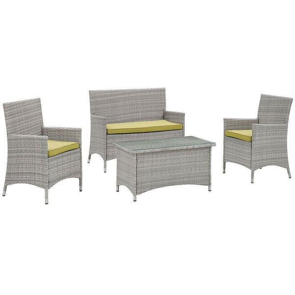 Modway Bridge 4 Piece Outdoor Patio Rattan Conversation Set | Outdoor Sofas, Loveseats & Sectionals | Modishstore-44