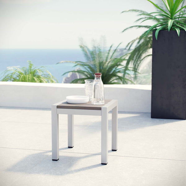 Modway Shore Outdoor Patio Aluminum Side Table - Silver Gray | Side Tables | Modishstore