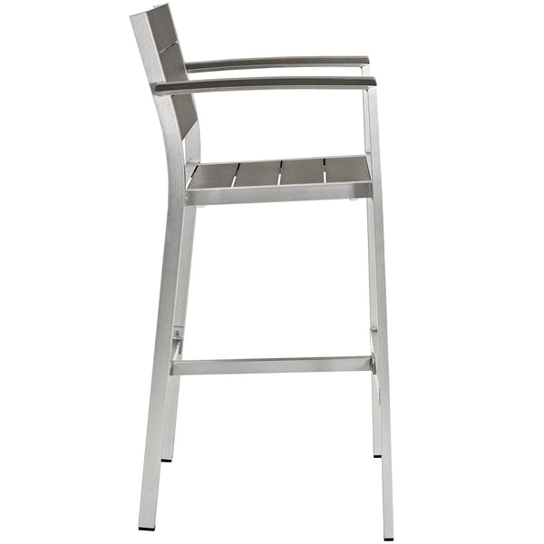 Modway Shore Outdoor Patio Aluminum Bar Stool - Silver Gray | Bar Stools | Modishstore-4