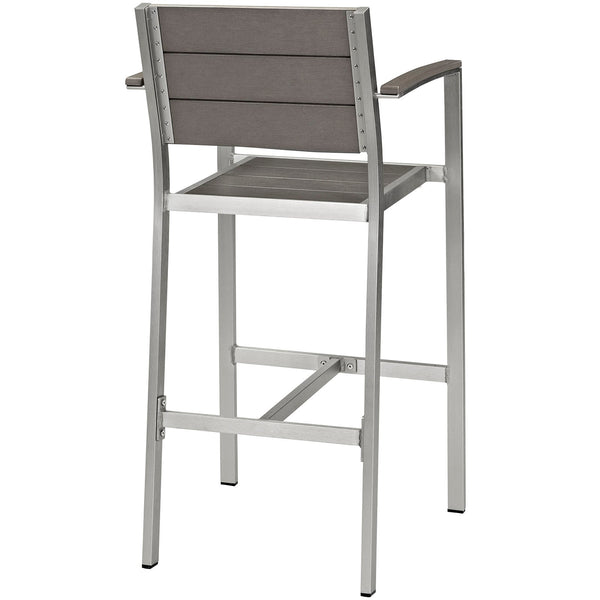 Modway Shore Outdoor Patio Aluminum Bar Stool - Silver Gray | Bar Stools | Modishstore-3