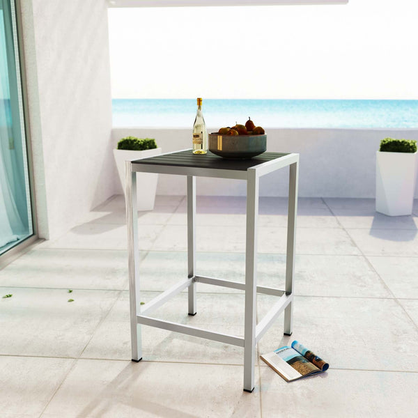 Modway Shore Outdoor Patio Aluminum Bar Table - Silver Gray | Bar Table | Modishstore