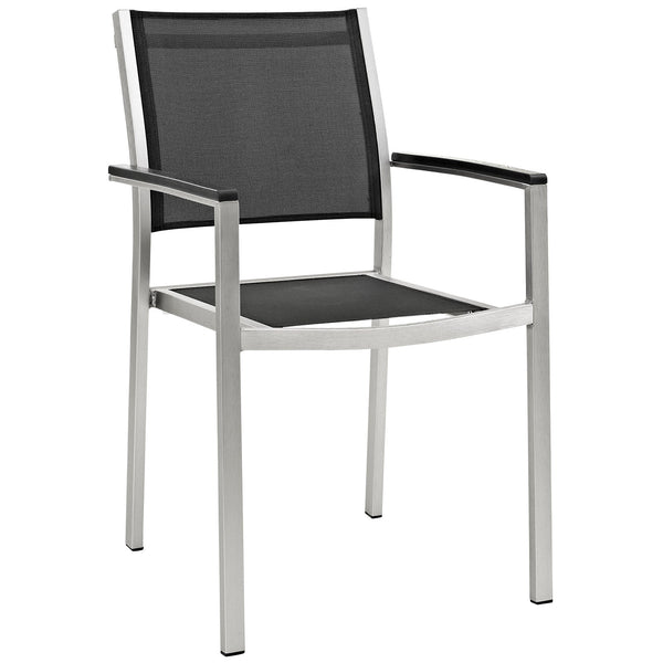 Modway Shore Outdoor Patio Aluminum Dining Chair - Silver Black