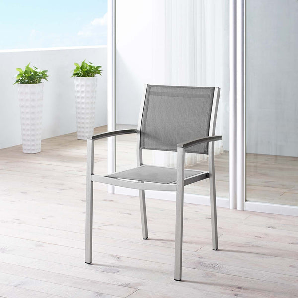 Modway Shore Outdoor Patio Aluminum Dining Chair - Silver Black