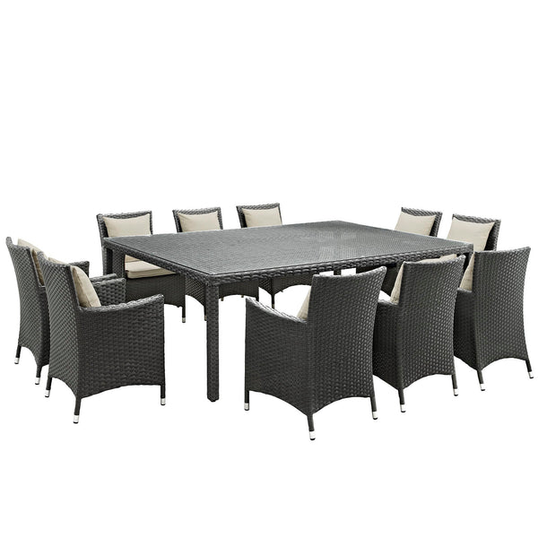 Modway Sojourn 11 Piece Outdoor Patio Sunbrella Dining Set - EEI-2311 | Outdoor Dining Set | Modishstore-36