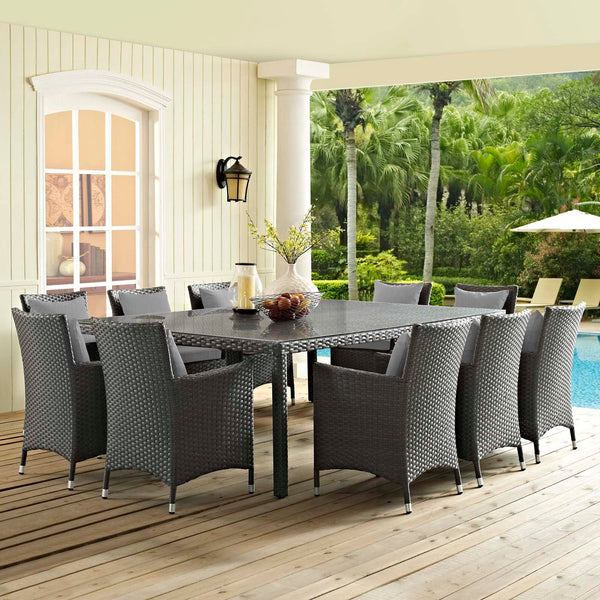 Modway Sojourn 11 Piece Outdoor Patio Sunbrella Dining Set - EEI-2311 | Outdoor Dining Set | Modishstore-33